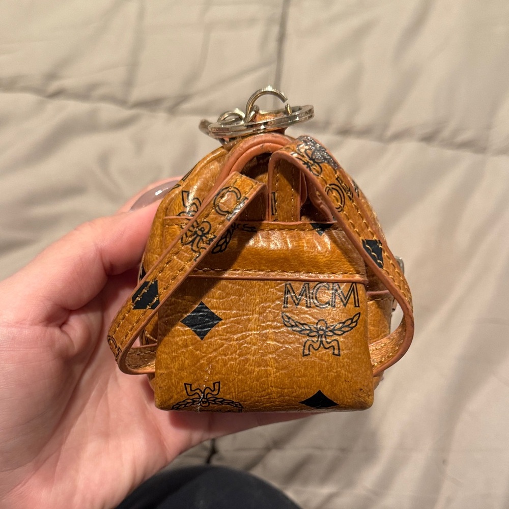 Mcm Tan Mini Backpack Keychain - image 3